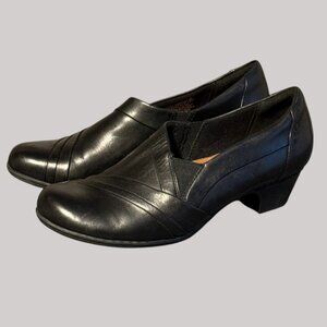 Womens Rockport Cobb Hill Abbott Slip On Leather Pumps Black Size 10